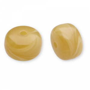 Abalorios acr&iacute;licos disco Amarillo ocre-blanco