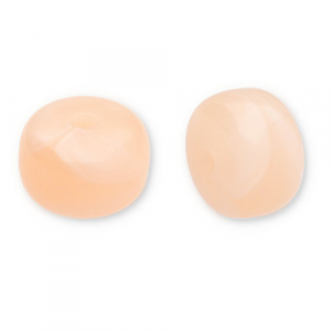 Abalorios acr&iacute;licos disco Naranja melocot&oacute;n-blanco