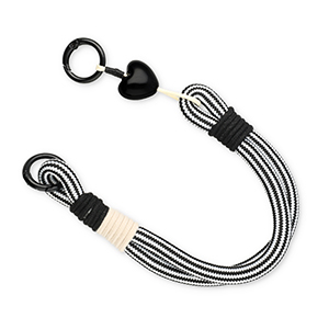 Cord&oacute;n para m&oacute;vil trendy con coraz&oacute;n Negro-blanco-beige