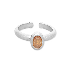 Anillos Acero Inox Plateado-naranja claro