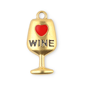 Colgantes Acero Inox copa de vino Dorado-rojo