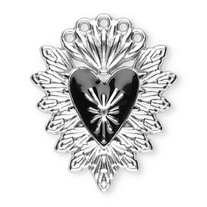 Colgantes Acero Inox sagrado coraz&oacute;n Plateado-negro