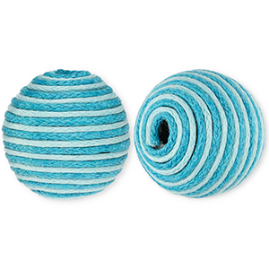 Abalorios acr&iacute;licos 22 mm con cord&oacute;n encerado Azul claro-azul