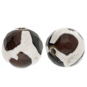 Piedras naturales abalorios Calcedonia 8mm Negro-marr&oacute;n-blanco