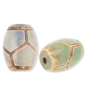 Piedras naturales abalorios Calcedonia tubo Verde-beige-marr&oacute;n