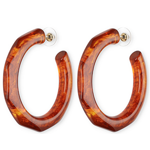Pendientes resina trendy Marr&oacute;n &aacute;mbar oscuro