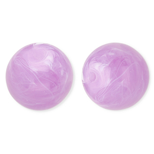 Abalorios acr&iacute;licos 20 mm redondos P&uacute;rpura lavanda-m&aacute;rmol
