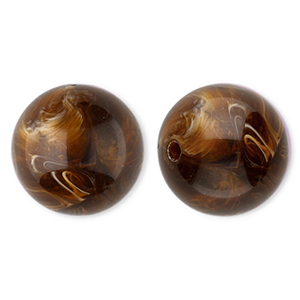 Abalorios acr&iacute;licos 20 mm redondos Marr&oacute;n-m&aacute;rmol