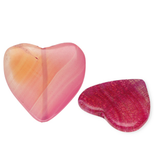 Piedras Naturales abalorios Cuarzo coraz&oacute;n craquelado Transparente rosa fucsia