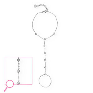 Pulseras anillo Acero Inox Plateado-cristal