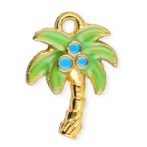 Colgantes Acero Inox palmera Dorado-verde-azul
