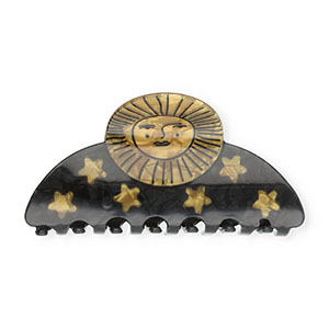 Accesorios pinza para el pelo sol con estrellas negro nacarado-dorado nacarado
