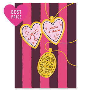 BY31&reg; Tarjetas para joyer&iacute;a "You're a charm" Marr&oacute;n oscuro-rosa magenta-dorado