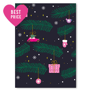 Tarjetas para joyer&iacute;a Navidad Azul oscuro-rosa
