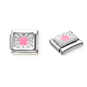 Acero Inox link-eslab&oacute;n para pulsera italiana con dijes Acero Inox estrella Plateado-rosa-amarillo