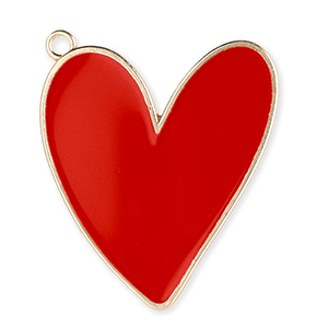 Colgantes met&aacute;licos coraz&oacute;n Dorado-rojo