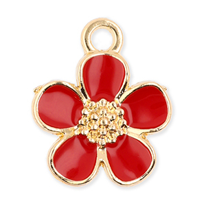 Colgantes met&aacute;licos flor Dorado-rojo