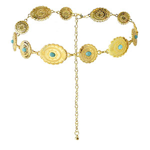 Cadena para la cadera bohemios Dorado-turquesa