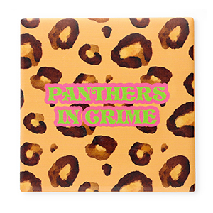 BY31&reg; Azulejo decorativo con frase "Panthers in crime" Naranja claro-marr&oacute;n-rosa-verde n&eacute;on