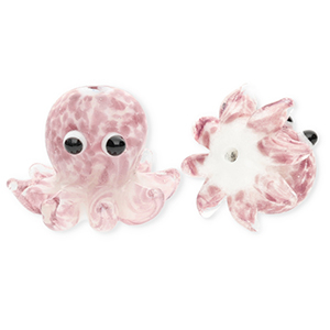 Abalorios de vidrio a mano pulpo Malva-blanco