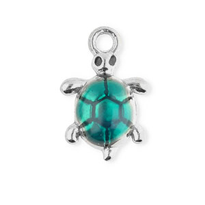 Colgantes Acero Inox esmalte tortuga Plateado-verde