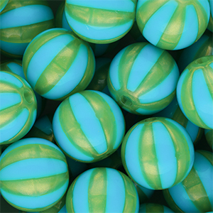 DQ&reg; Abalorios acr&iacute;licos 16 mm con rayas Azul-verde