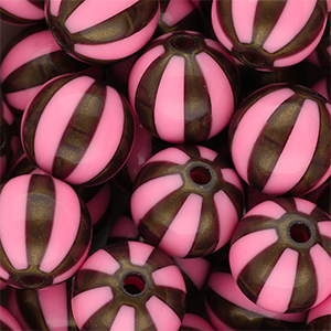 DQ&reg; Abalorios acr&iacute;licos 16 mm con rayas Rosa-marr&oacute;n dorado