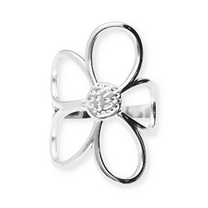 Anillos Acero Inox flor Plateado