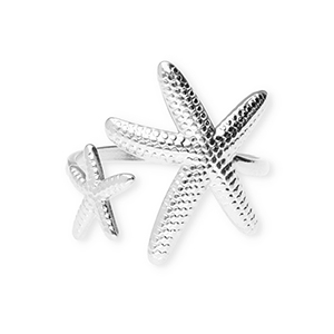 Anillos Acero Inox estrellas de mar Plateado