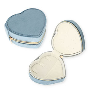 Caja de joyer&iacute;a para viaje coraz&oacute;n Gris azulado
