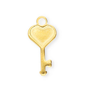 Colgantes Acero Inox llave con coraz&oacute;n Dorado
