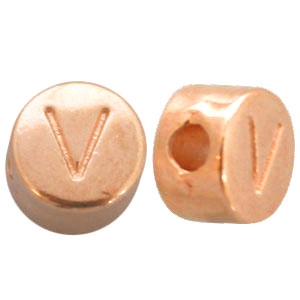 Abalorios letras met&aacute;licos DQ V ro rosado (sin n&iacute;quel)
