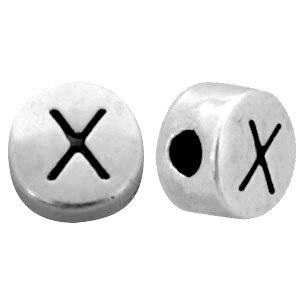 Abalorios letras met&aacute;licos DQ X Plata vieja (sin n&iacute;quel)