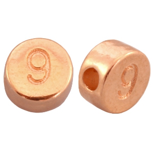 Abalorios n&uacute;meros met&aacute;licos DQ # 9 oro rosado (sin n&iacute;quel)