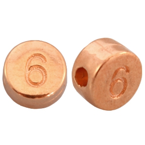 Abalorios n&uacute;meros met&aacute;licos DQ # 6 oro rosado (sin n&iacute;quel)