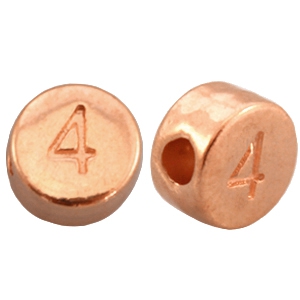 Abalorios n&uacute;meros met&aacute;licos DQ # 4 oro rosado (sin n&iacute;quel)