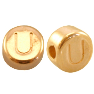 Abalorios letras met&aacute;licos DQ U Dorado (sin n&iacute;quel)