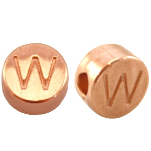 Abalorios letras met&aacute;licos DQ W Oro rosado (sin n&iacute;quel)