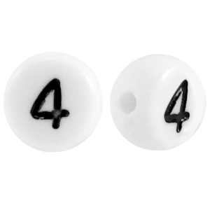Abalorios acr&iacute;lico n&uacute;mero 4 blanco