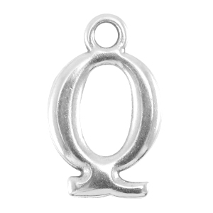 Colgante met&aacute;lico DQ letra Q plata vieja (sin n&iacute;quel)