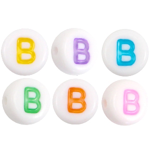 Abalorios alfabeto acr&iacute;lico letra B multicolor-blanco