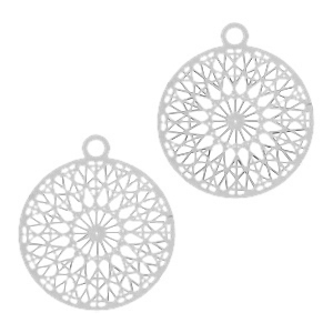 Colgantes bohemios con anilla 13mm plateado