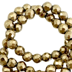 Abalorios Hematita bola faceteada 6mm Oro viejo