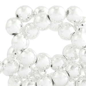 Abalorios Hematita redondos con cubierta met&aacute;lica 8mm plata