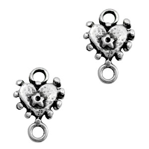 Colgantes/entrepiezas met&aacute;licas TQ coraz&oacute;n plata vieja (sin n&iacute;quel)