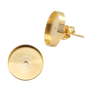 Pendientes Polaris acero inox con engaste para cabuch&oacute;n 12mm Dorado
