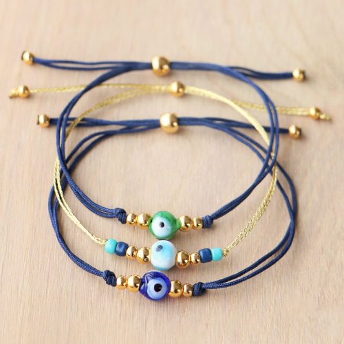 Sutiles pulseras con abalorios ojo turco/nazar