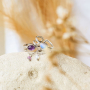 Elegantes anillos de acero inoxidable con piedra natural