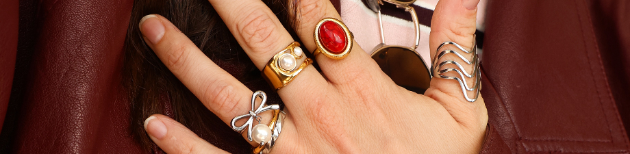 Nueva serie de anillos de acero inoxidable con piedras Nueva serie de anillos de acero inoxidable con piedras